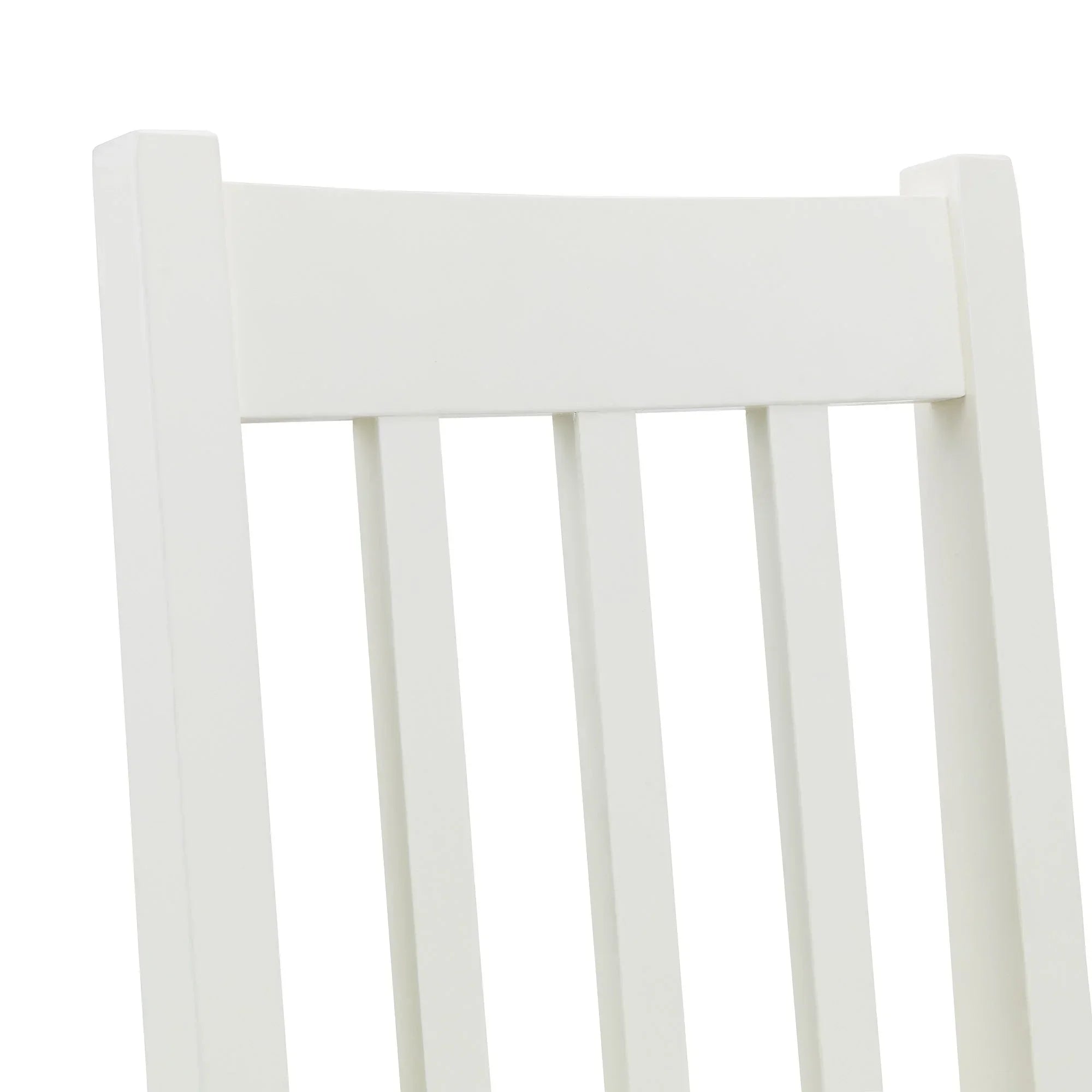Ivory dining chair slatted wood backrest close-up