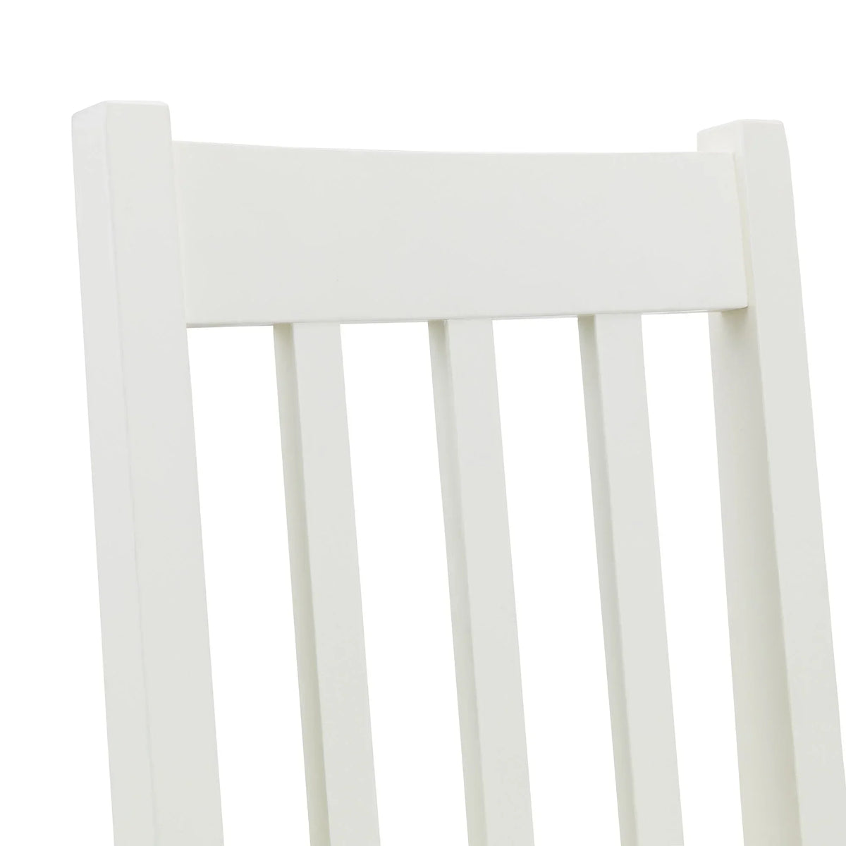 Ivory dining chair slatted wood backrest close-up