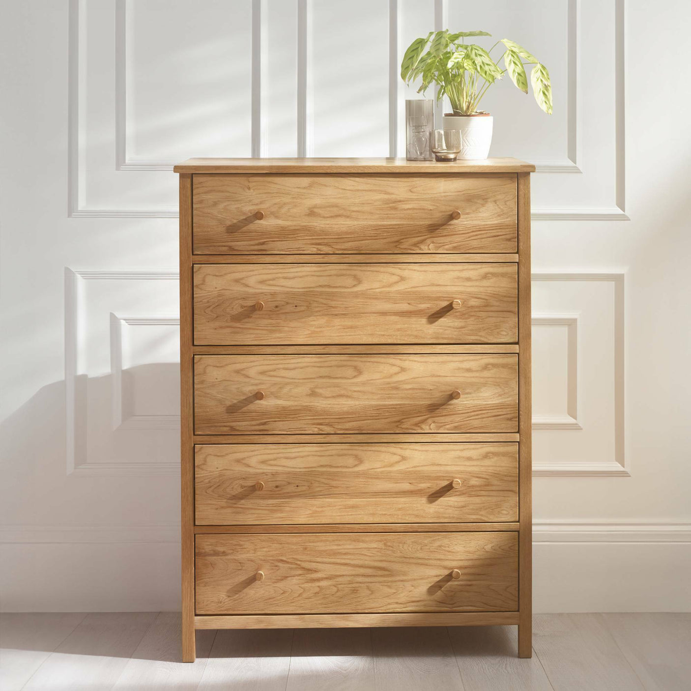 Coxmoor 5 Drawer Wide Chest - Light Brown - COX304