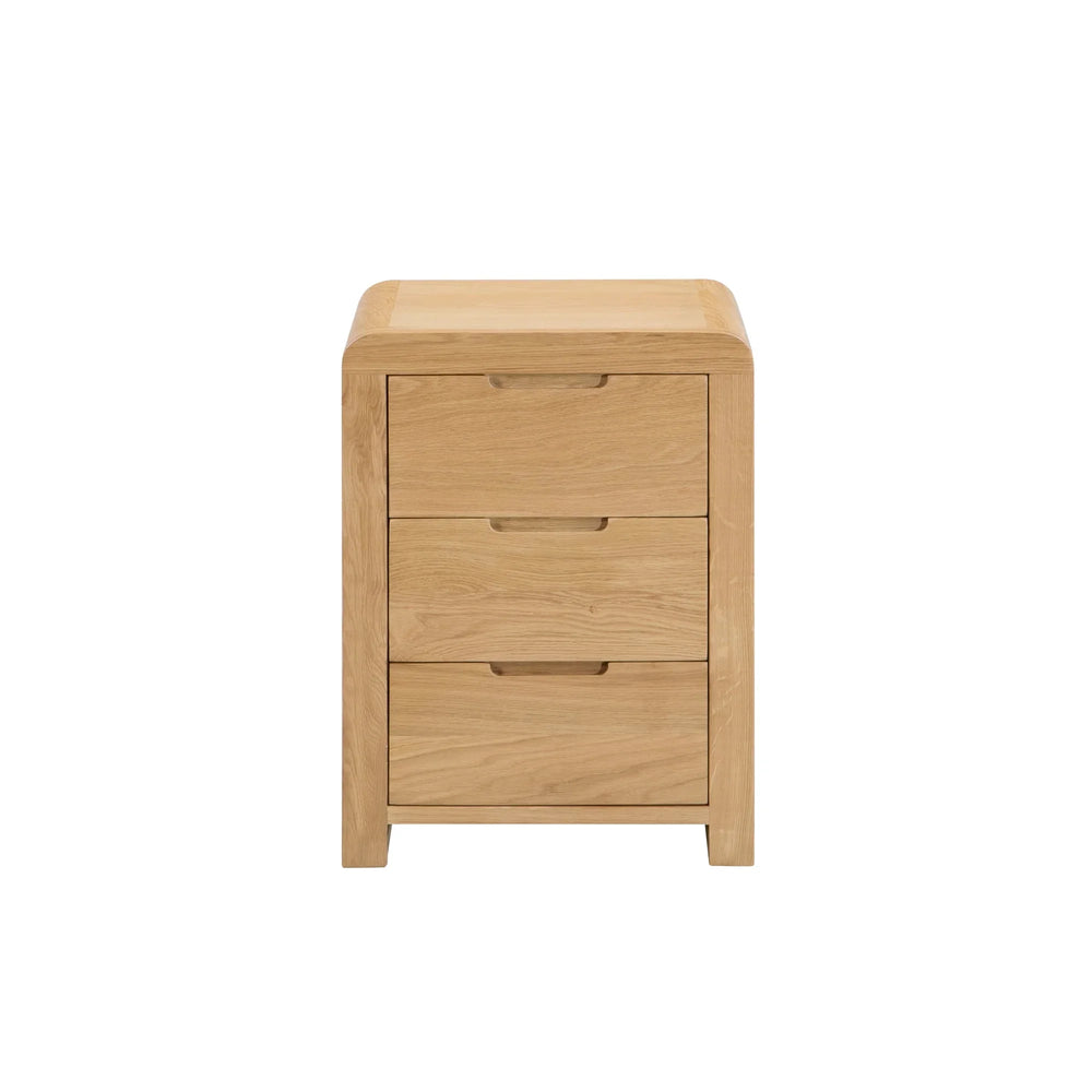 Curve 3 Drawer Bedside - Light Brown - CUR201