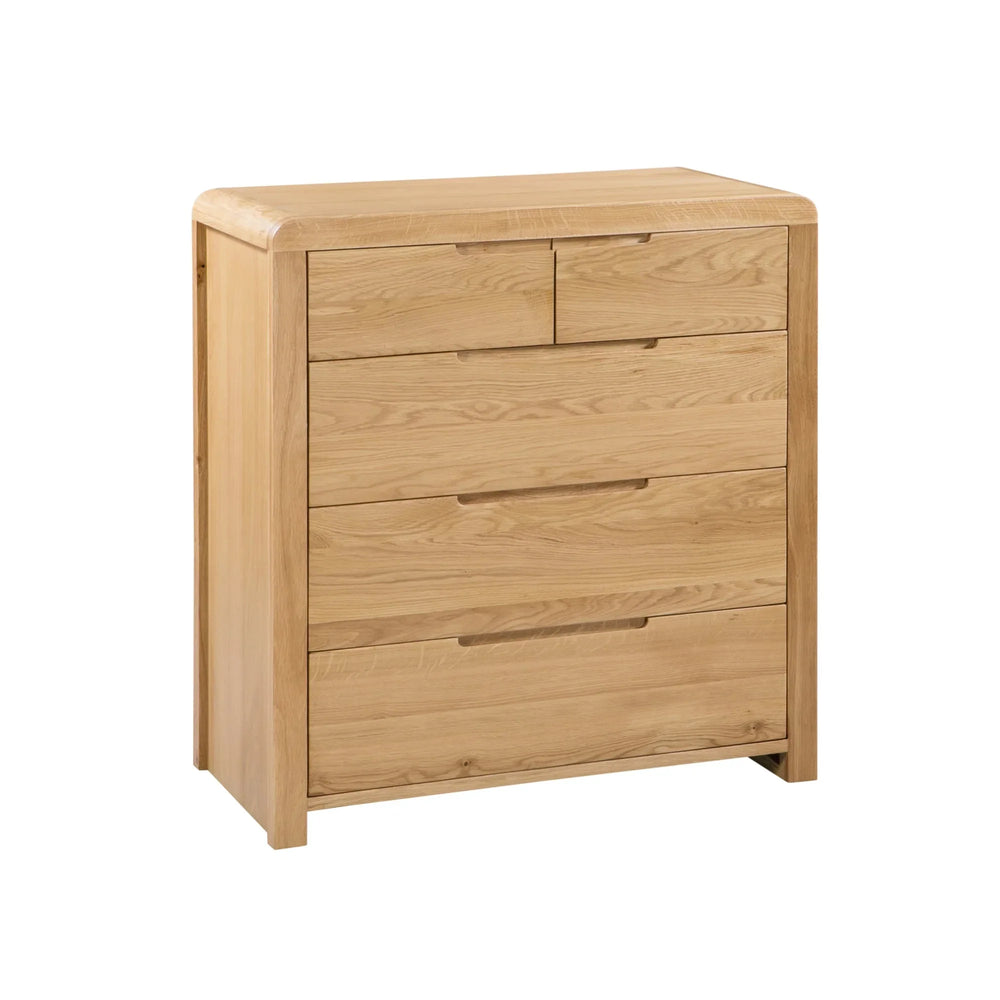 Curve 3+2 Drawer Chest - Light Brown - CUR203