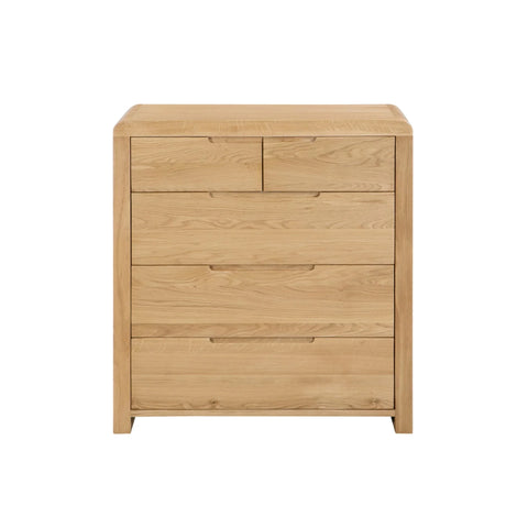 Curve 3+2 Drawer Chest - Light Brown - CUR203