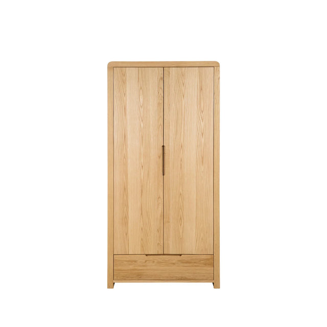 Curve 2 Door 1 Drawer Wardrobe - Light Brown - CUR205