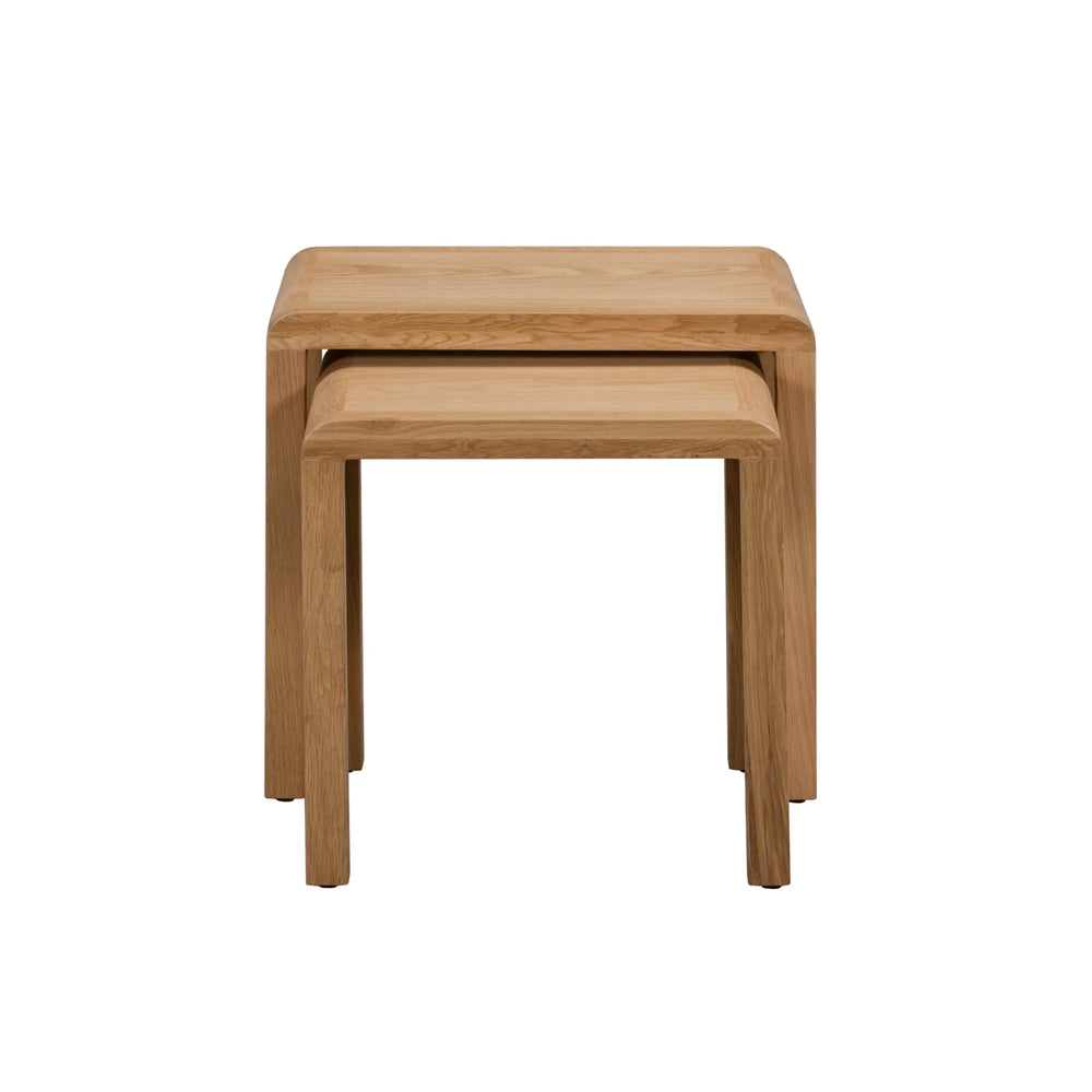 Curve Oak Nest Of 2 Tables - Light Brown - CUR304