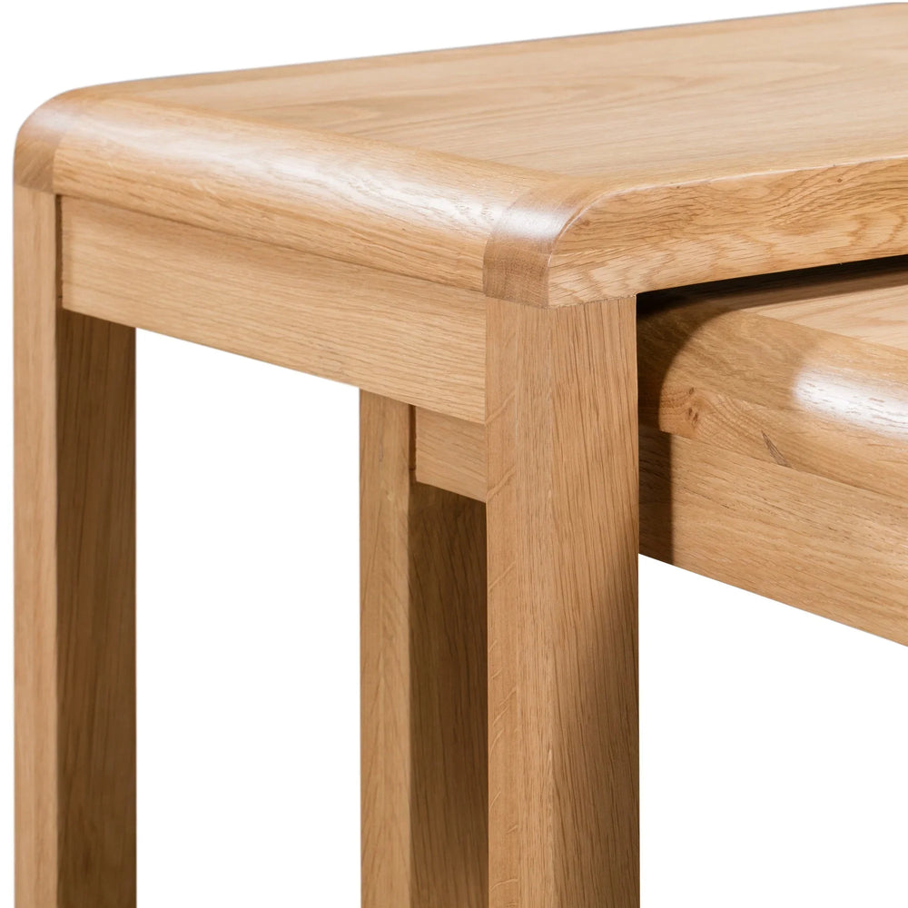 Curve Oak Nest Of 2 Tables - Light Brown - CUR304