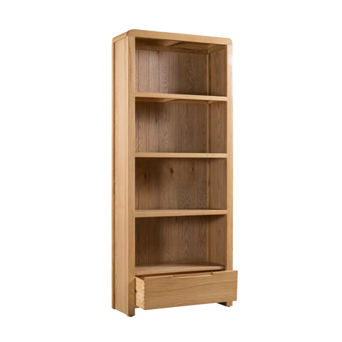 Curve Oak Tall Bookcase - Light Brown - CUR305