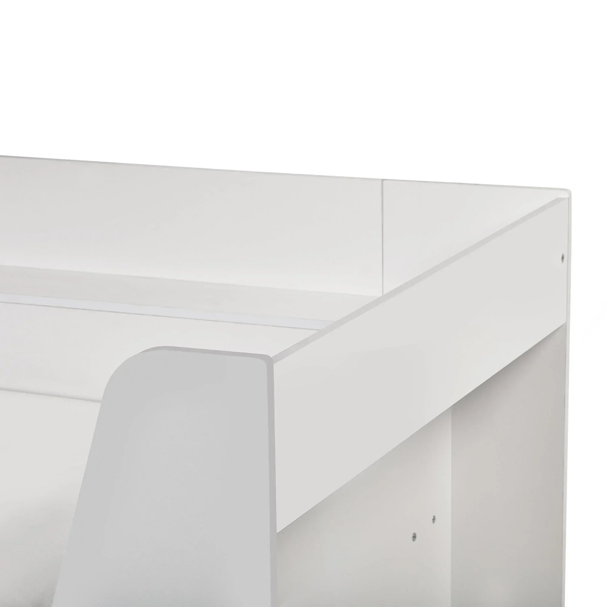 Cyclone daybed close-up showing white wooden frame and smooth panel details