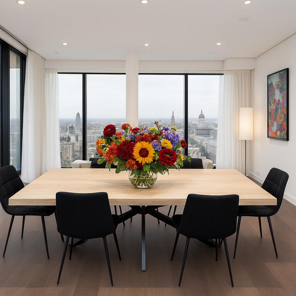 Manor Oak 2 Metre Table with 6 Fredrik PU Chairs