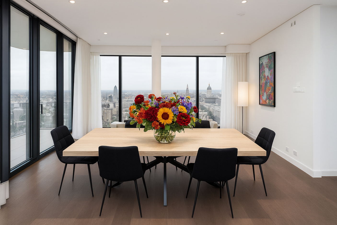 Manor Oak 2 Metre Table with 6 Fredrik PU Chairs