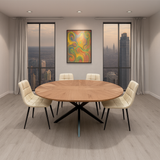 Hendrik 1.2 Metre Round Table Walnut with 4 Fredrik PU Chairs