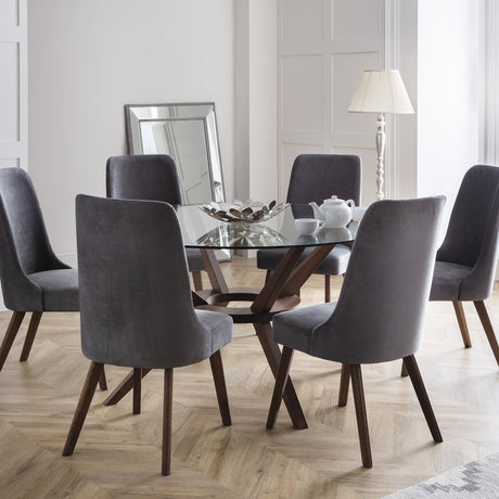 Chelsea 140cm Round Glass Table - Dark Brown - CHE201