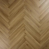 Chestnut wood flooring in herringbone pattern with natural grain and warm brown finish