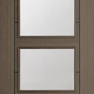 Chocolate grey Vancouver glazed internal door with four frosted glass panels