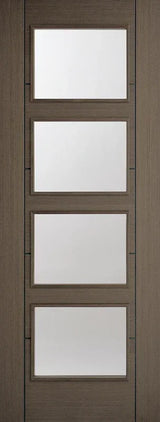 Chocolate grey Vancouver glazed internal door with four frosted glass panels