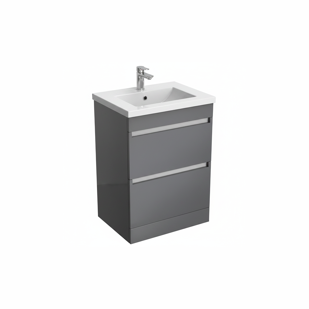 Anthracite floor standing bathroom vanity unit with twin drawer storage | Home Centre Direct UK