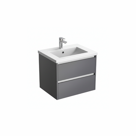 Anthracite wall hung bathroom vanity unit with contemporary two drawer design | Home Centre Direct UK