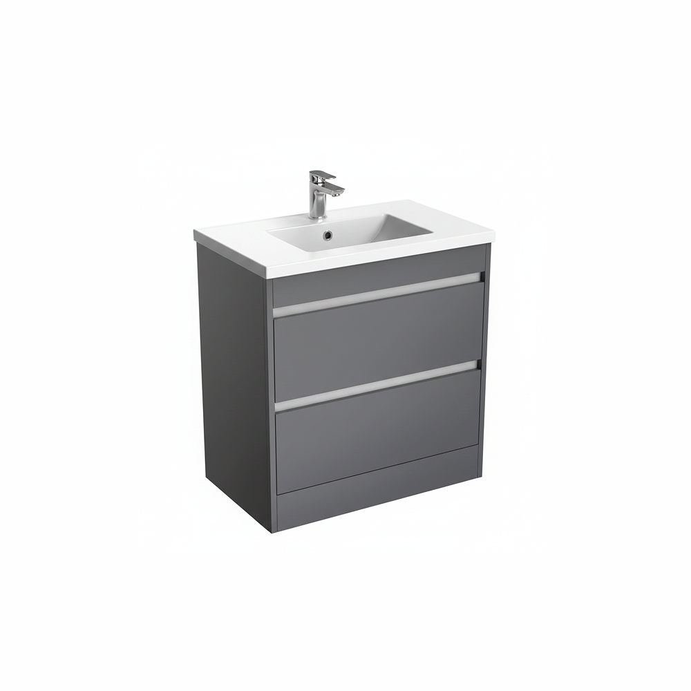 Anthracite floor standing bathroom vanity unit with twin drawer storage | Home Centre Direct UK