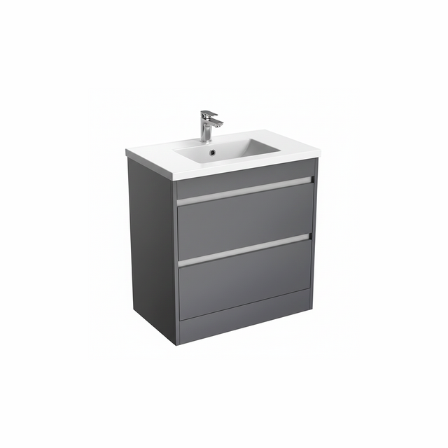 Anthracite floor standing bathroom vanity unit with twin drawer storage | Home Centre Direct UK