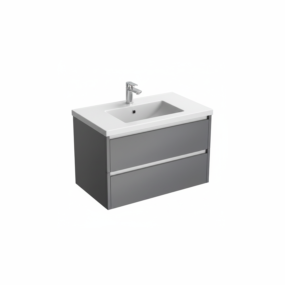 Anthracite wall hung bathroom vanity unit with twin drawer storage | Home Centre Direct UK