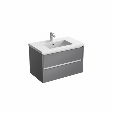 Anthracite wall hung bathroom vanity unit with twin drawer storage | Home Centre Direct UK