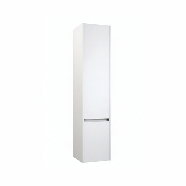 White bathroom tall storage cabinet with contemporary double door design | Home Centre Direct UK