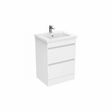 White floor standing bathroom vanity unit with twin drawer storage | Home Centre Direct UK