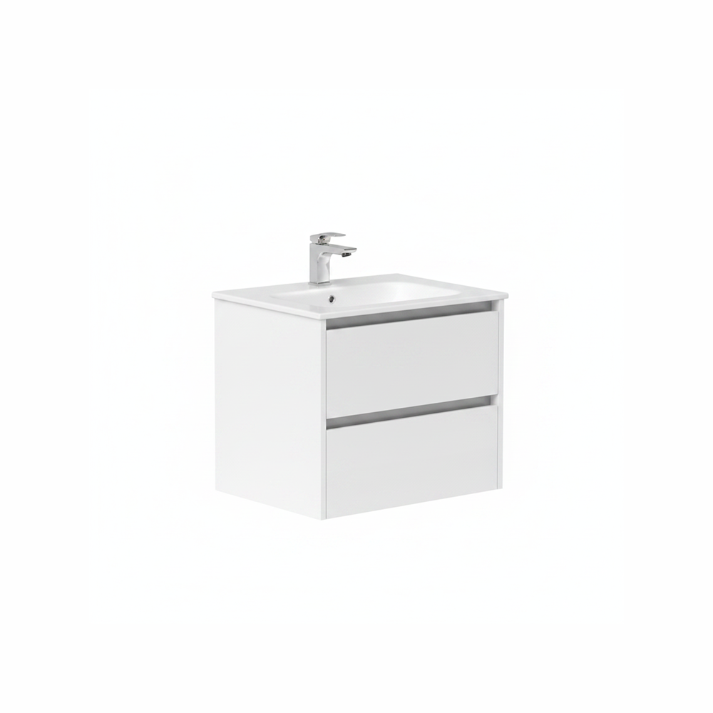 White wall hung bathroom vanity unit with twin drawer storage and clean modern finish | Home Centre Direct UK