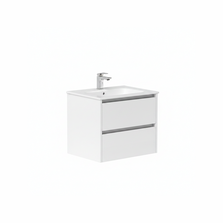 White wall hung bathroom vanity unit with twin drawer storage and clean modern finish | Home Centre Direct UK