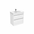 White floor standing bathroom vanity unit with double drawer storage | Home Centre Direct UK