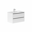 Gloss white wall hung bathroom vanity unit with two drawer storage | Home Centre Direct UK