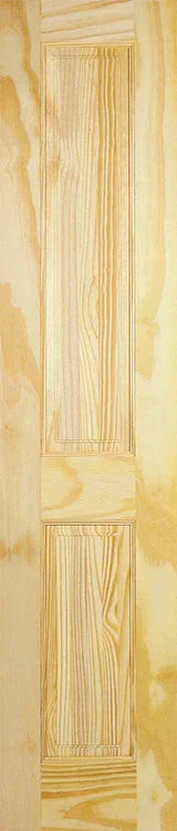 Clear pine internal door with two vertical panels and natural wood grain finish