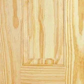 clear pine 3 panel interior door with natural wood grain and vertical panel design