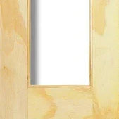 Clear pine internal door with unglazed panel and natural wood grain finish, vertical view