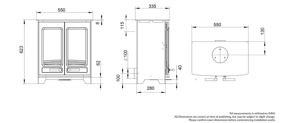 Hampton 5KW Twin Door Wood Burning  (Eco) -  - 105-728381