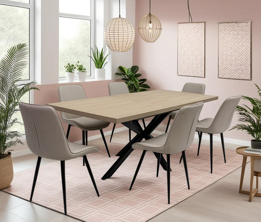 Light Oak 1.6m Extending Dining Table with 0.4m Leaf Insert