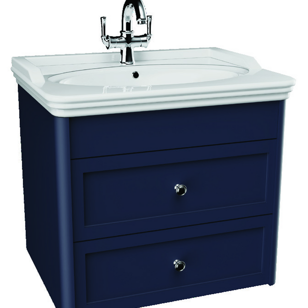 Devon 600mm 2 Drawer Wall Hung Unit Midnight Blue