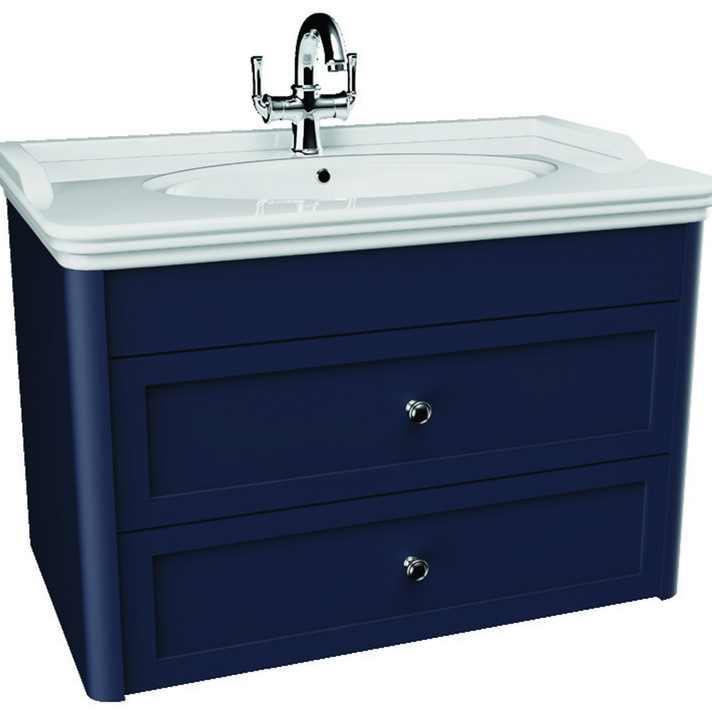 Devon 800mm 2 Drawer Wall Hung Unit Midnight Blue