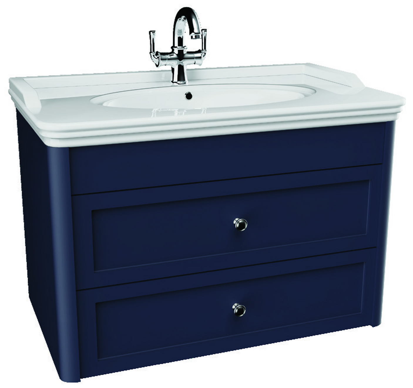 Devon 800mm 2 Drawer Wall Hung Unit Midnight Blue