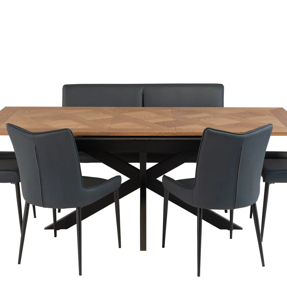 Medium Oak Veneer 1.6m Extending Dining Table with 0.4m Leaf
