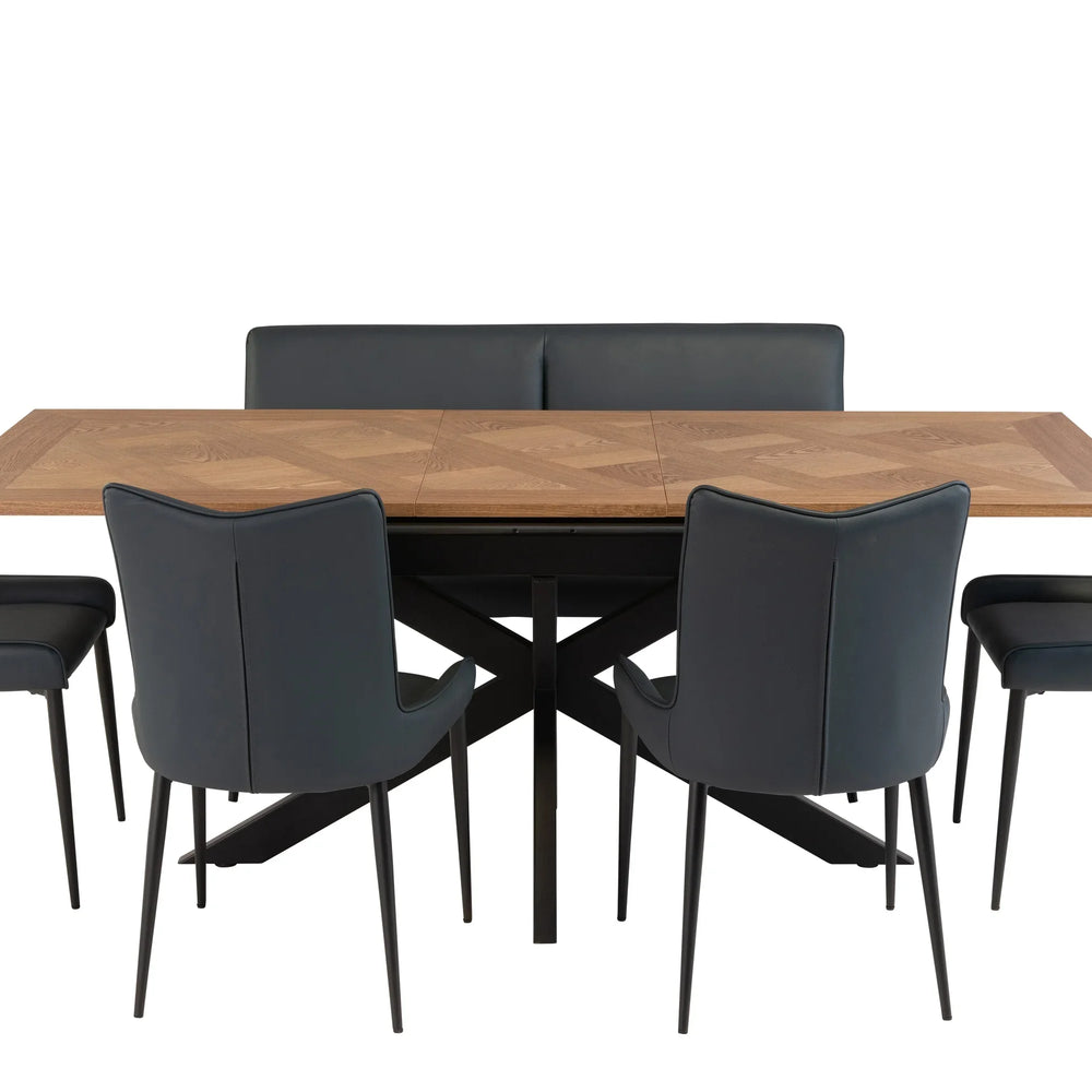 Medium Oak Veneer 1.6m Extending Dining Table with 0.4m Leaf