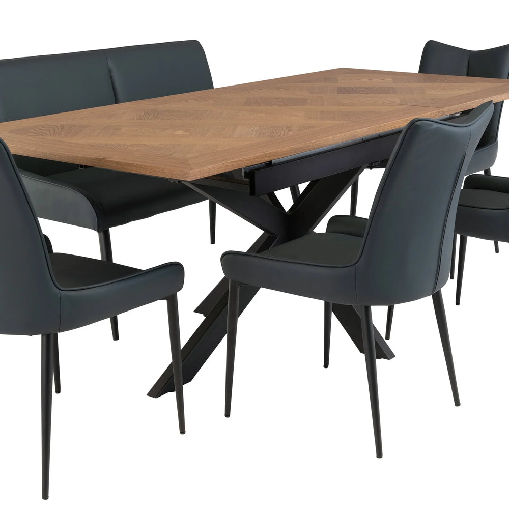 Medium Oak Veneer 1.6m Extending Dining Table with 0.4m Leaf