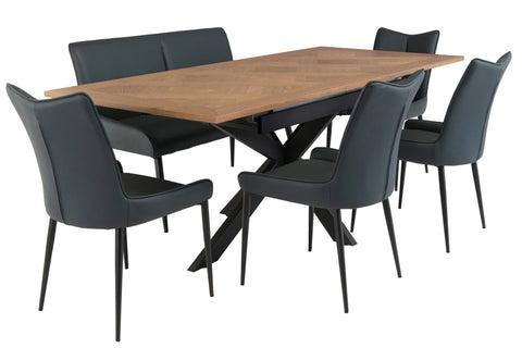 Medium Oak Veneer 1.6m Extending Dining Table with 0.4m Leaf