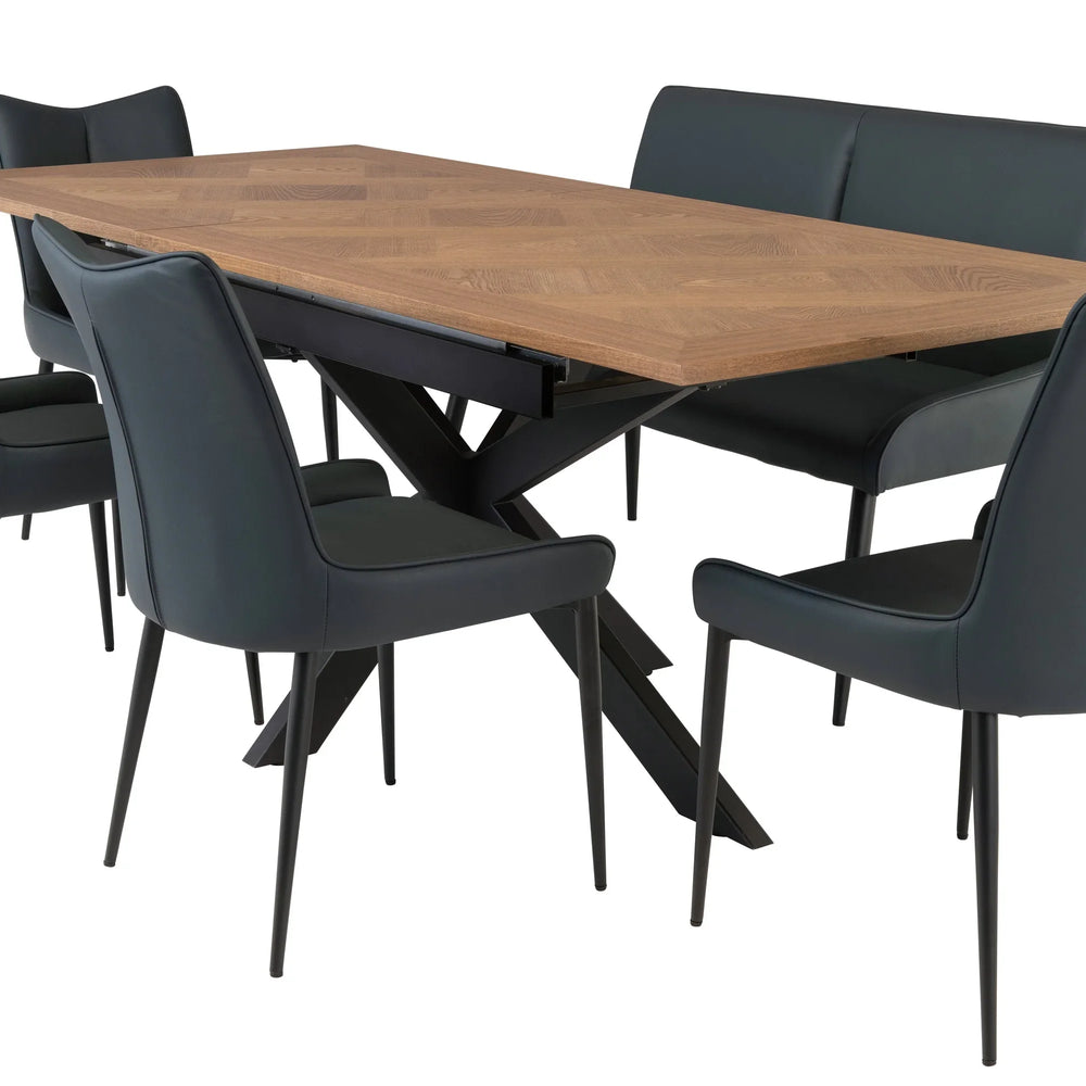 Medium Oak Veneer 1.6m Extending Dining Table with 0.4m Leaf