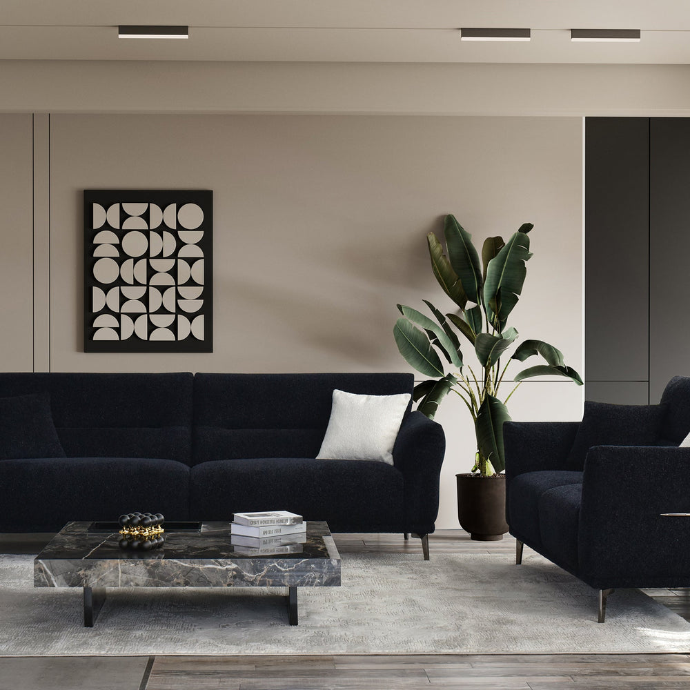 Aluxo Albany Sofa Range in Black Lux Boucle Fabric