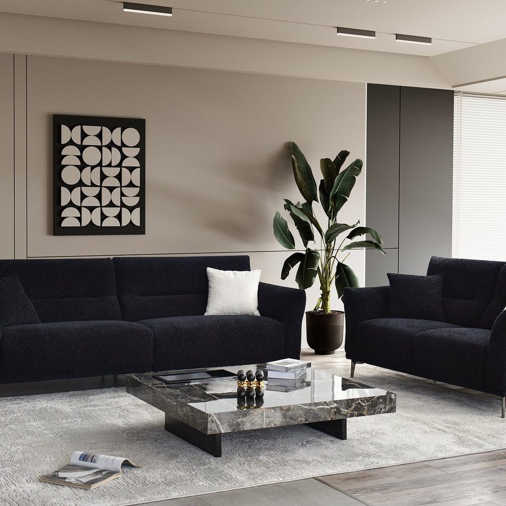 Aluxo Albany Sofa Range in Black Lux Boucle Fabric