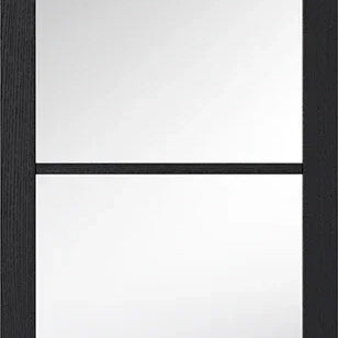 Dark charcoal glazed internal door with four clear glass panels, modern style design