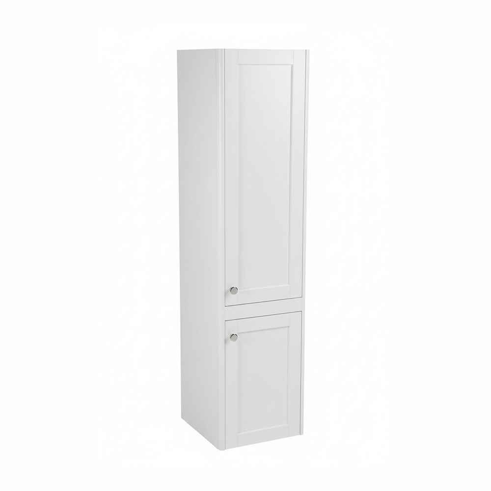 Chalk white bathroom storage cabinet with two door design and classic shaker styling | Home Centre Direct UK