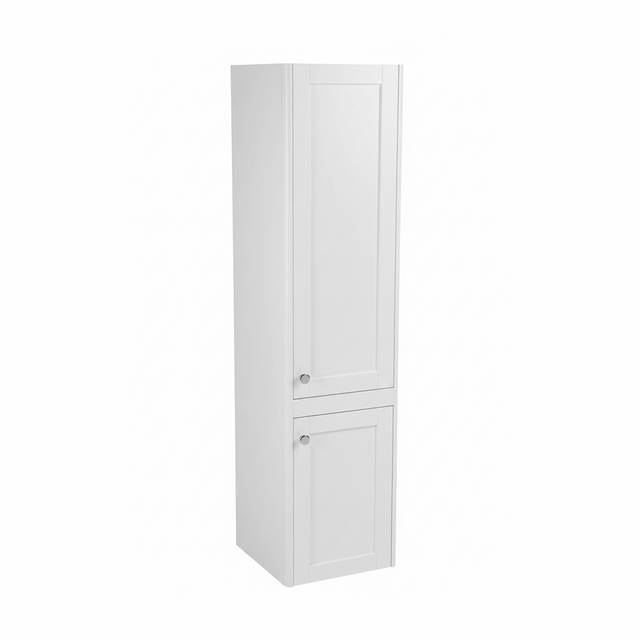 Chalk white bathroom storage cabinet with two door design and classic shaker styling | Home Centre Direct UK