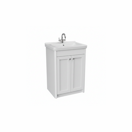 Chalk white floor standing bathroom vanity unit with double door storage and classic styling | Home Centre Direct UK