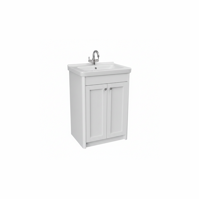 Chalk white floor standing bathroom vanity unit with double door storage and classic styling | Home Centre Direct UK